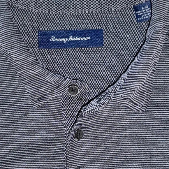Tommy Bahama Men’s Gray Short Sleeve Polo Shirt Size L Tencel Blend - Picture 4 of 10